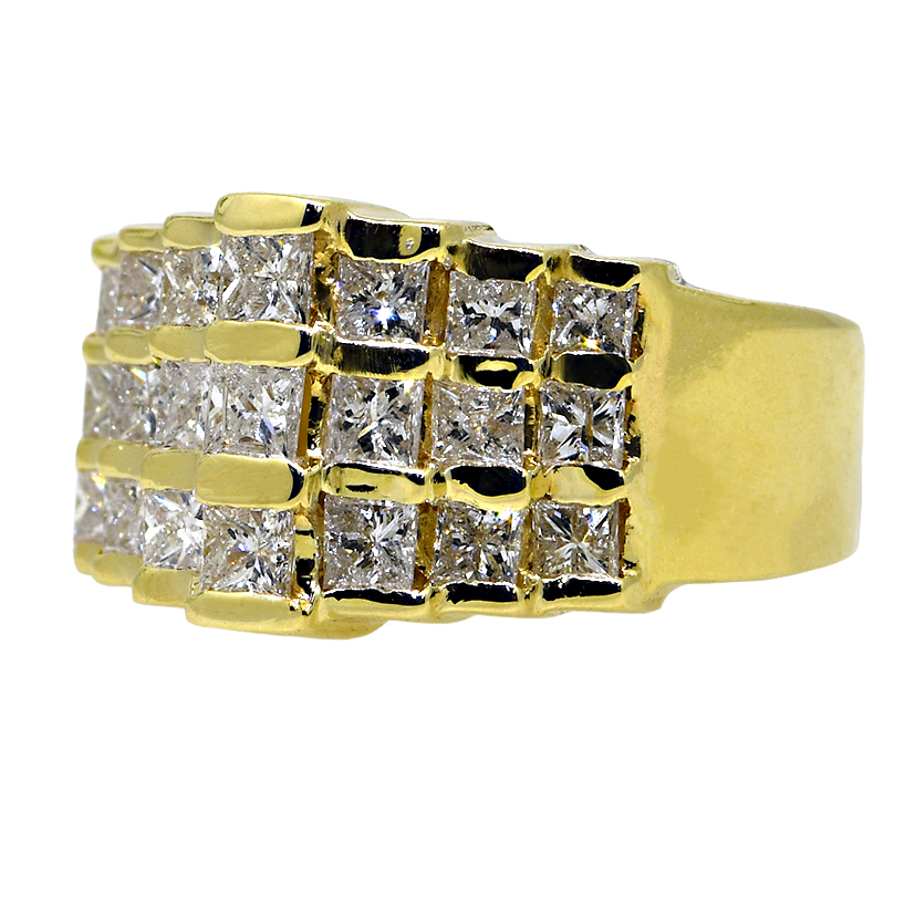 14KY Pyramid Ring with Princess Cut Diamonds