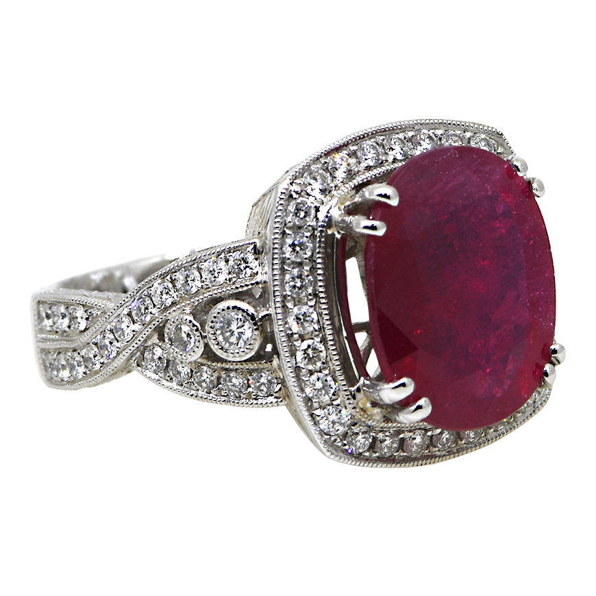 18KW Ruby and Diamond Ring