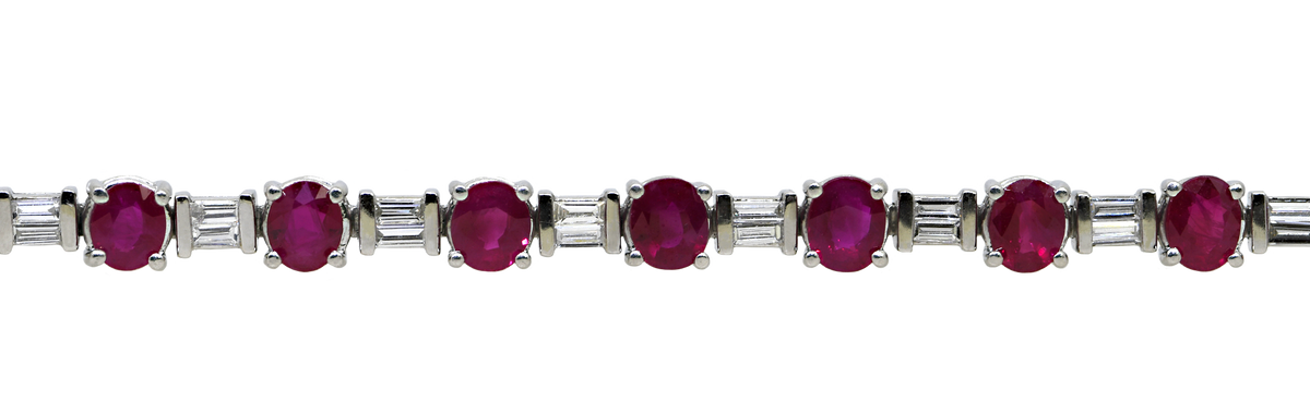 Ruby and Diamond Platinum Bracelet