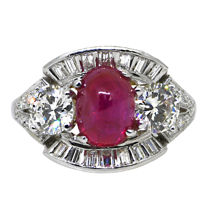 Platinum Ruby and Diamond Ring