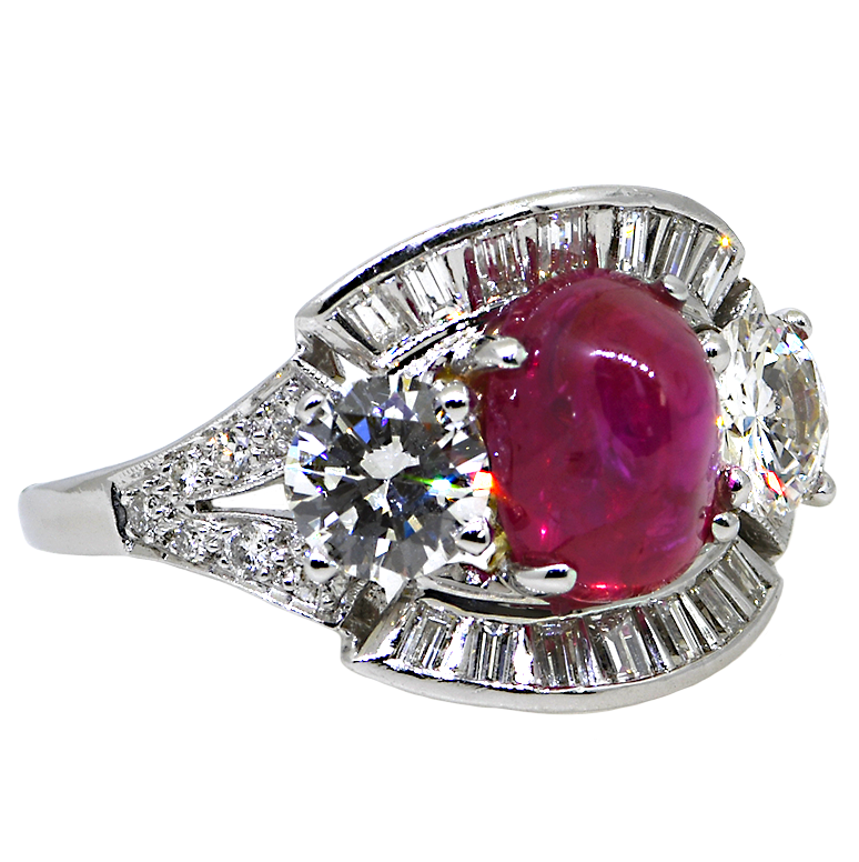 Platinum Ruby and Diamond Ring
