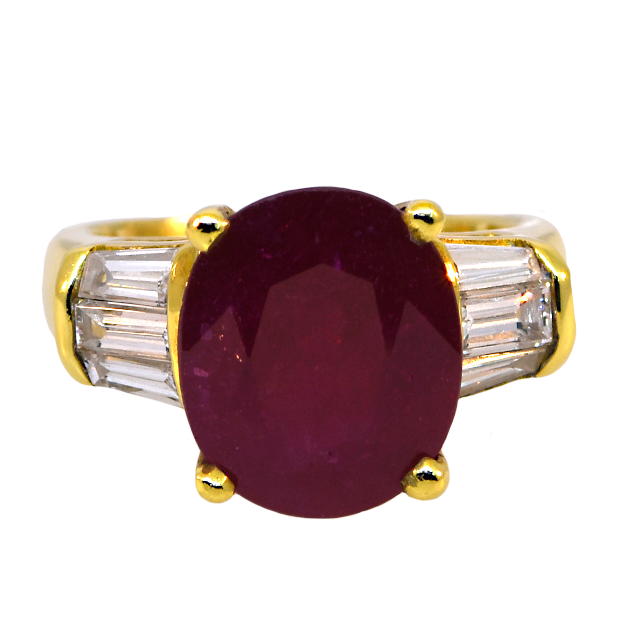 18KY Ruby (filled) and Diamond Ring