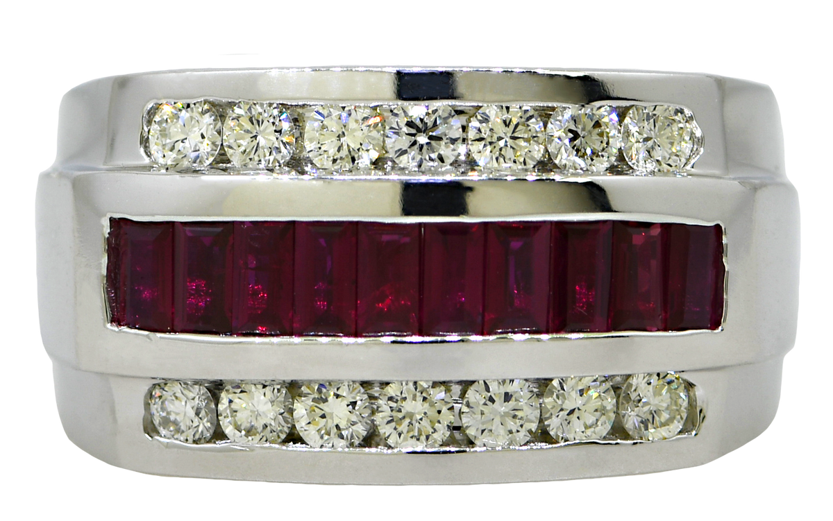 14KW Gents Ruby and Diamond Ring