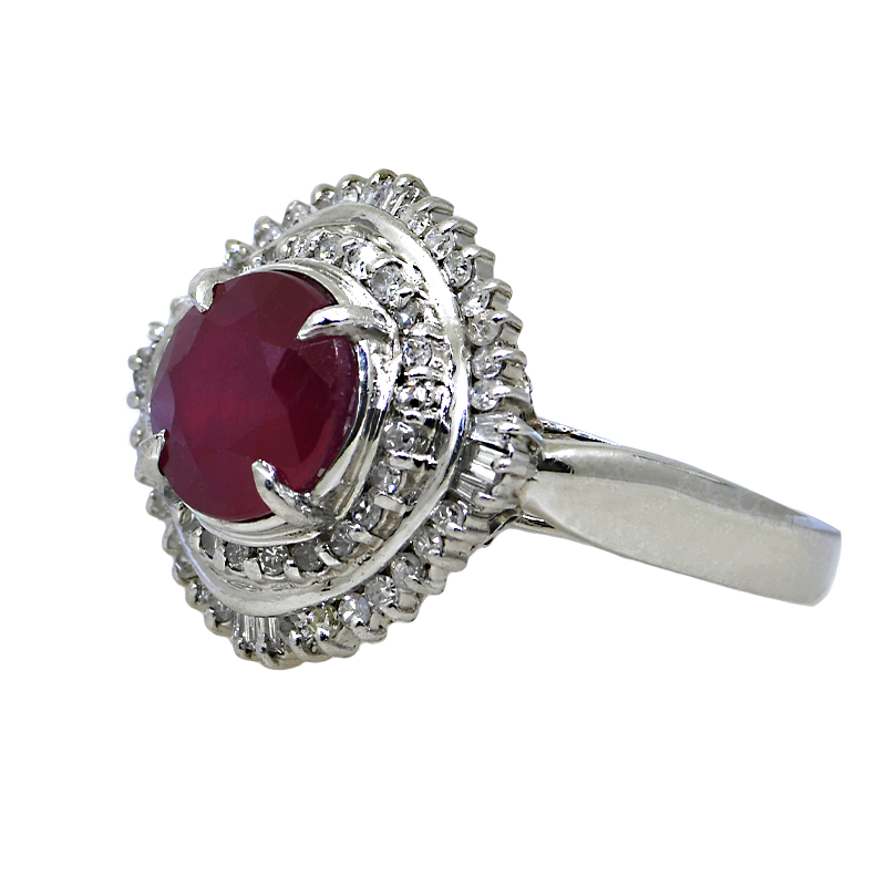 Platinum Treated Ruby & Diamond Ring