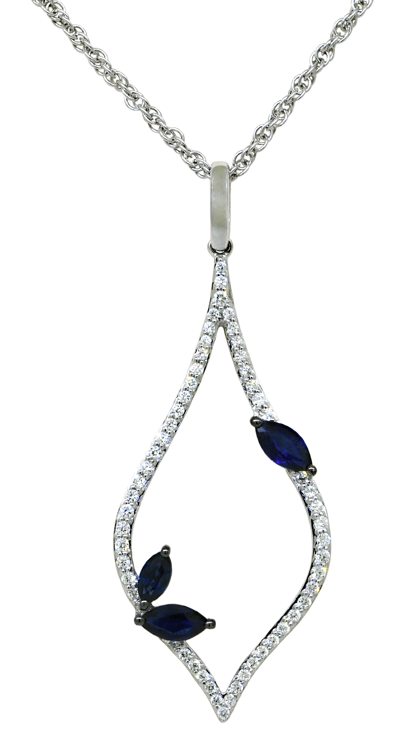 Open Tear Drop with Sapphires and Diamonds
