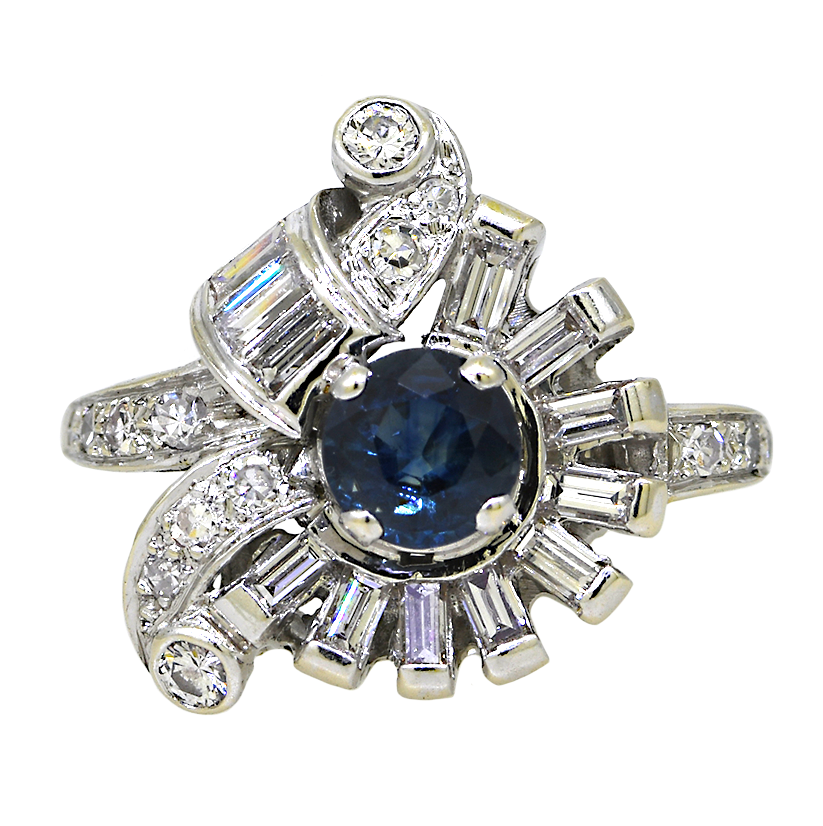18KW Sapphire and Diamond Ring