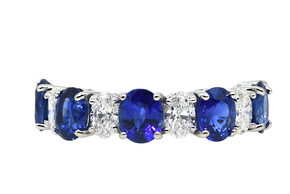 18KW Sapphire and Diamond Eternity Band