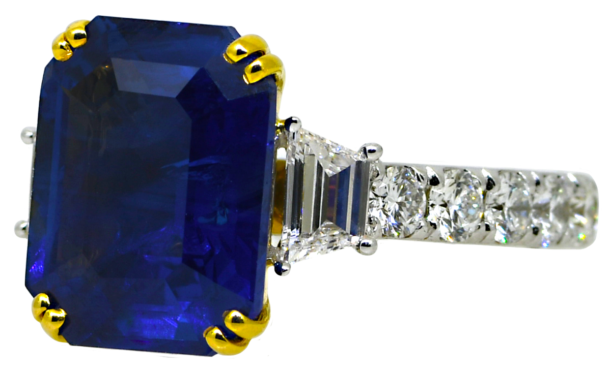 18KW Sri Lanka Sapphire and Diamond Ring