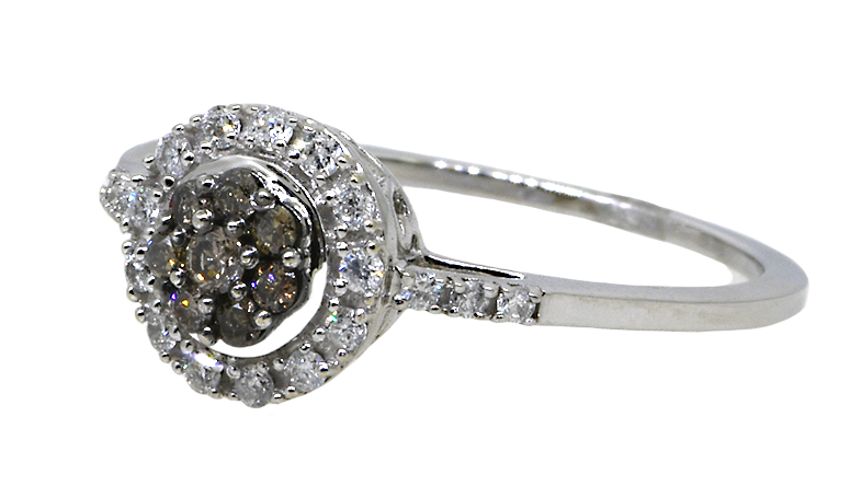 10KW White and Cognac Diamond Ring