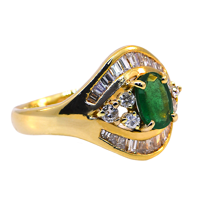 14KY Emerald & Diamond Ring