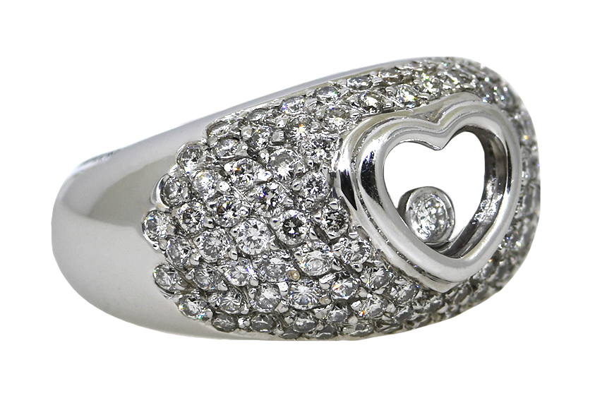 Pave Diamond Heart Shaped Dome Ring