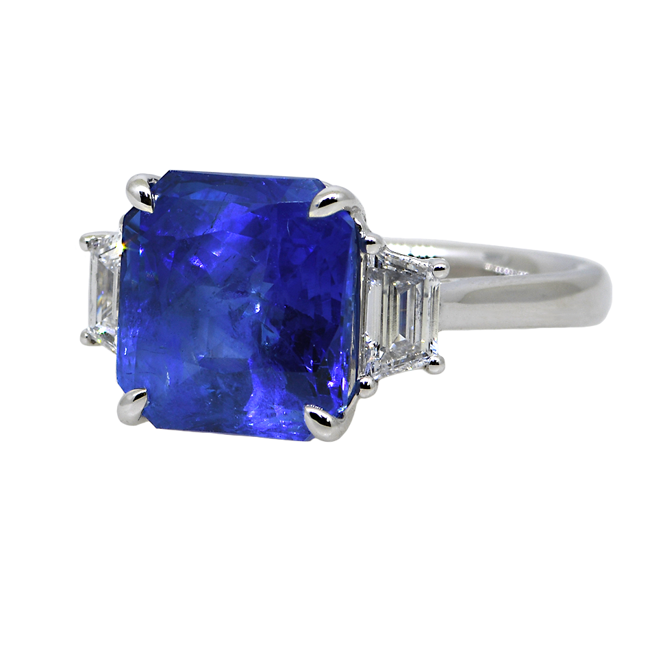 Platinum Sapphire and Diamond Ring