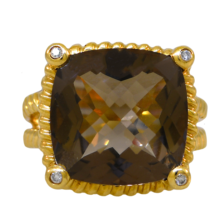 14KY Smoky Quartz Diamond Ring