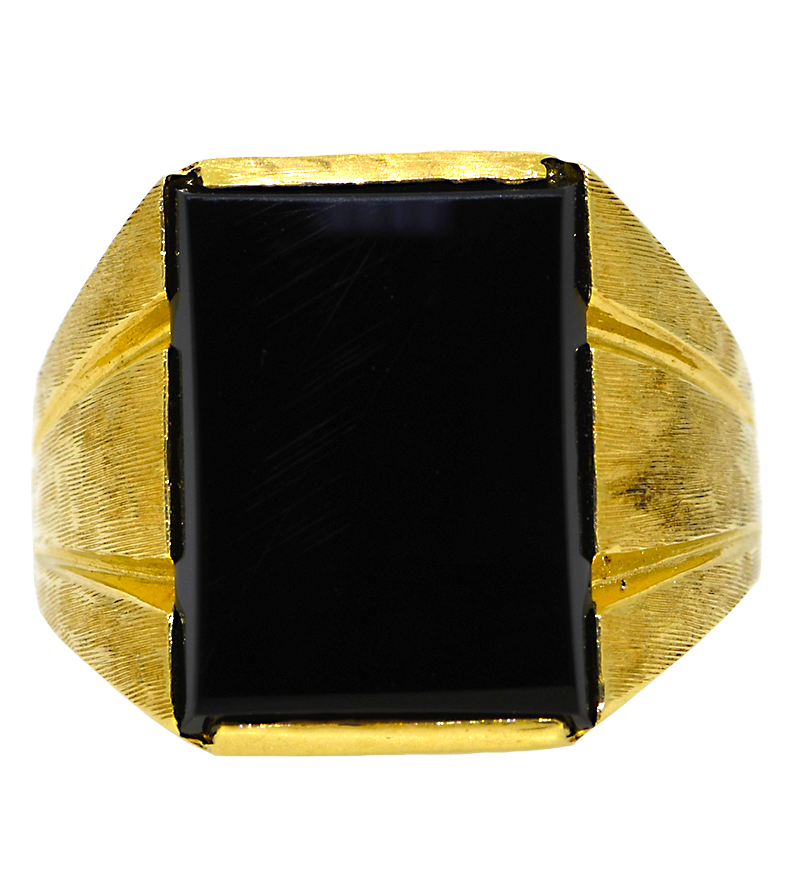 14KY Men's Black Onyx Ring