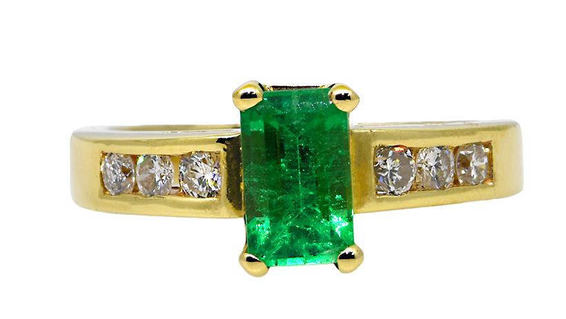 14KY Emerald & Diamond Ring