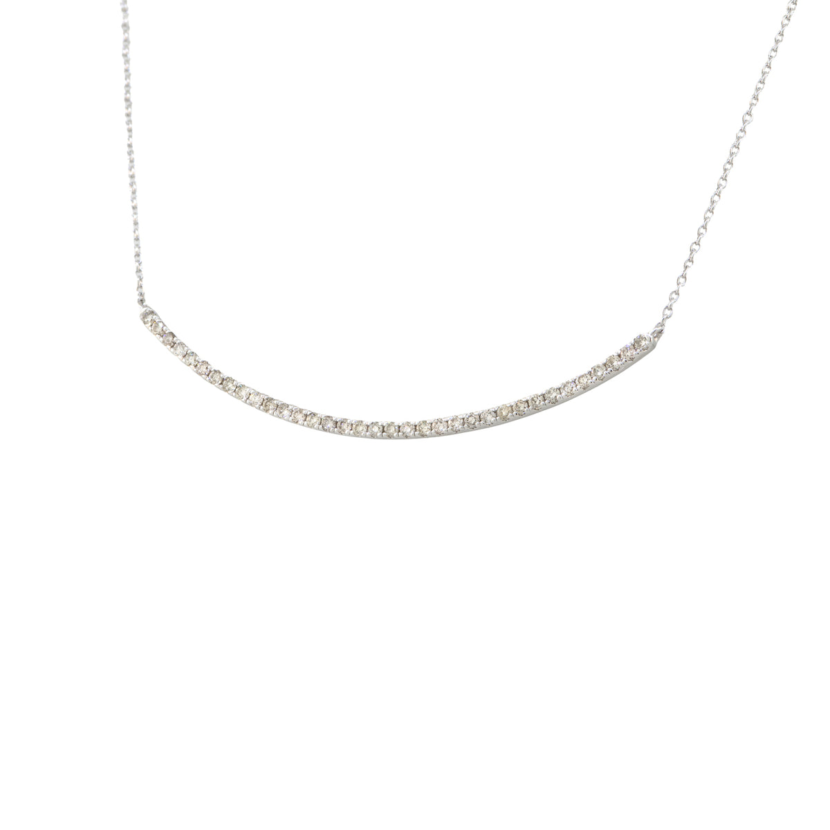 14kt White Gold Smile Necklace with Diamonds