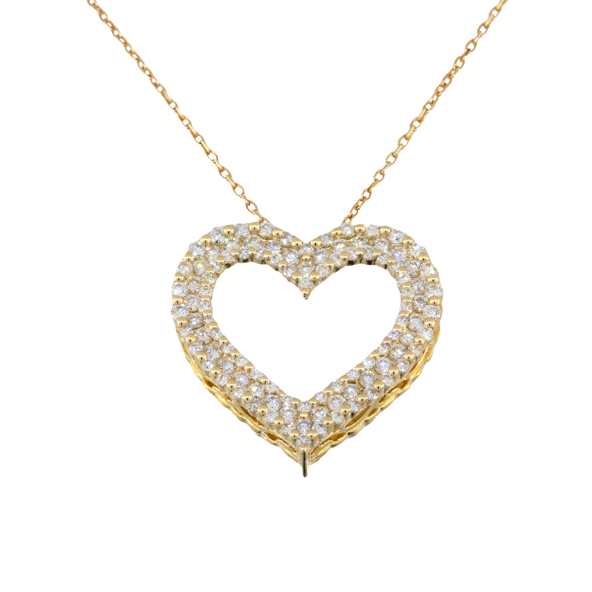 14kt Yellow Gold Open Heart Diamond Pendant