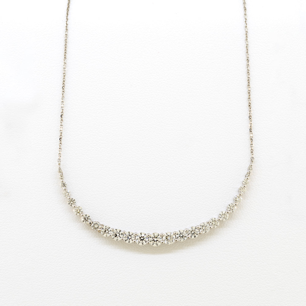 18K White Gold Diamond Smile Necklace