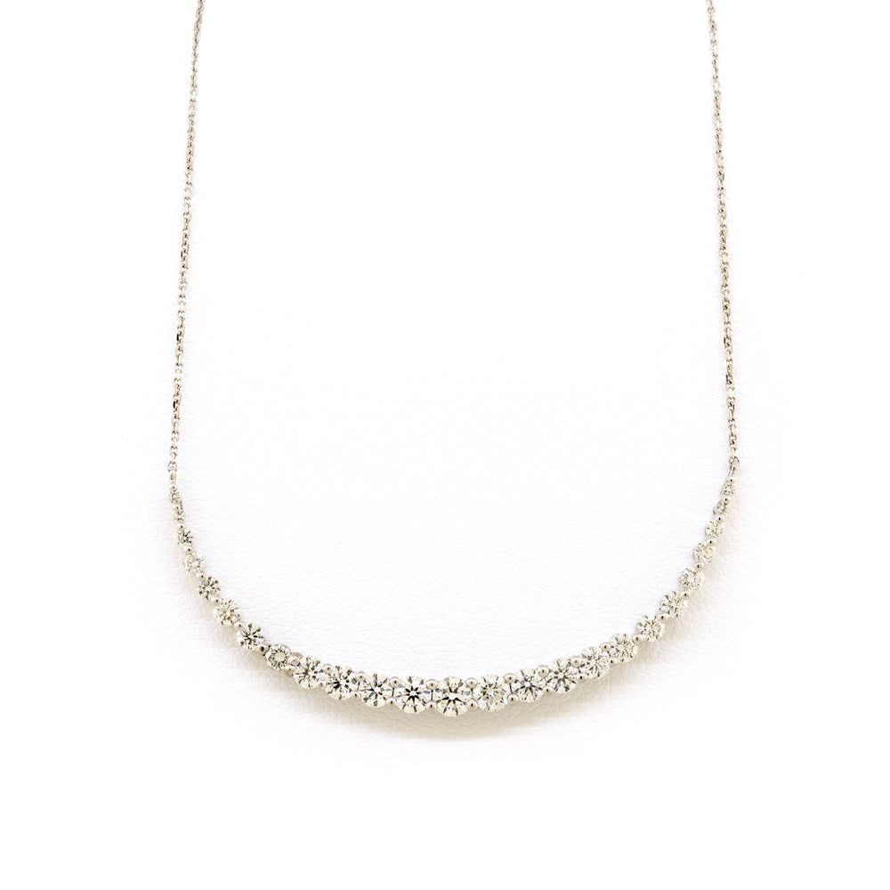18K White Gold Diamond Smile Necklace