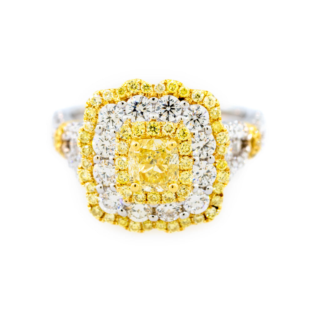 18KT Yellow and White Gold Fancy Yellow Diamond Ring