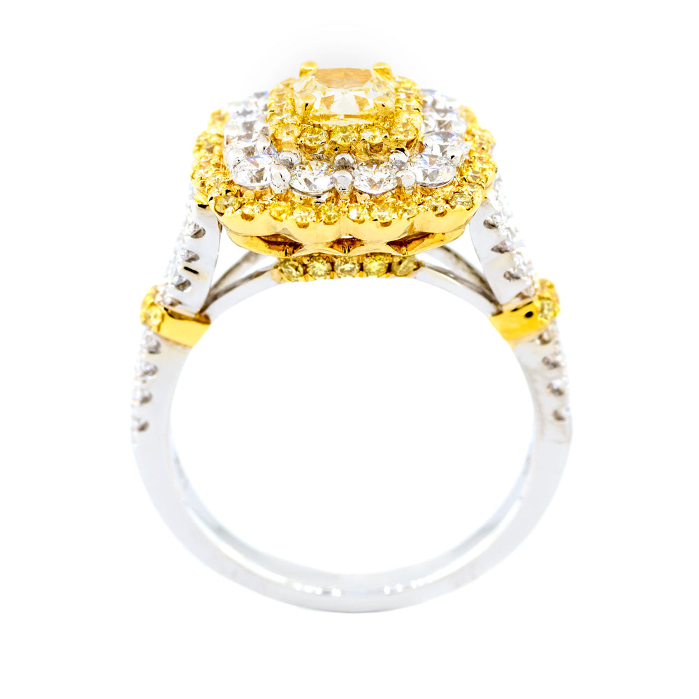 18KT Yellow and White Gold Fancy Yellow Diamond Ring