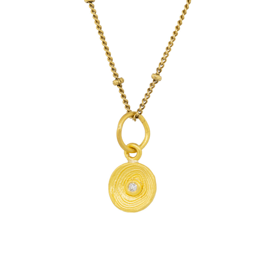 24kt Gold Circle Pendant with Diamond