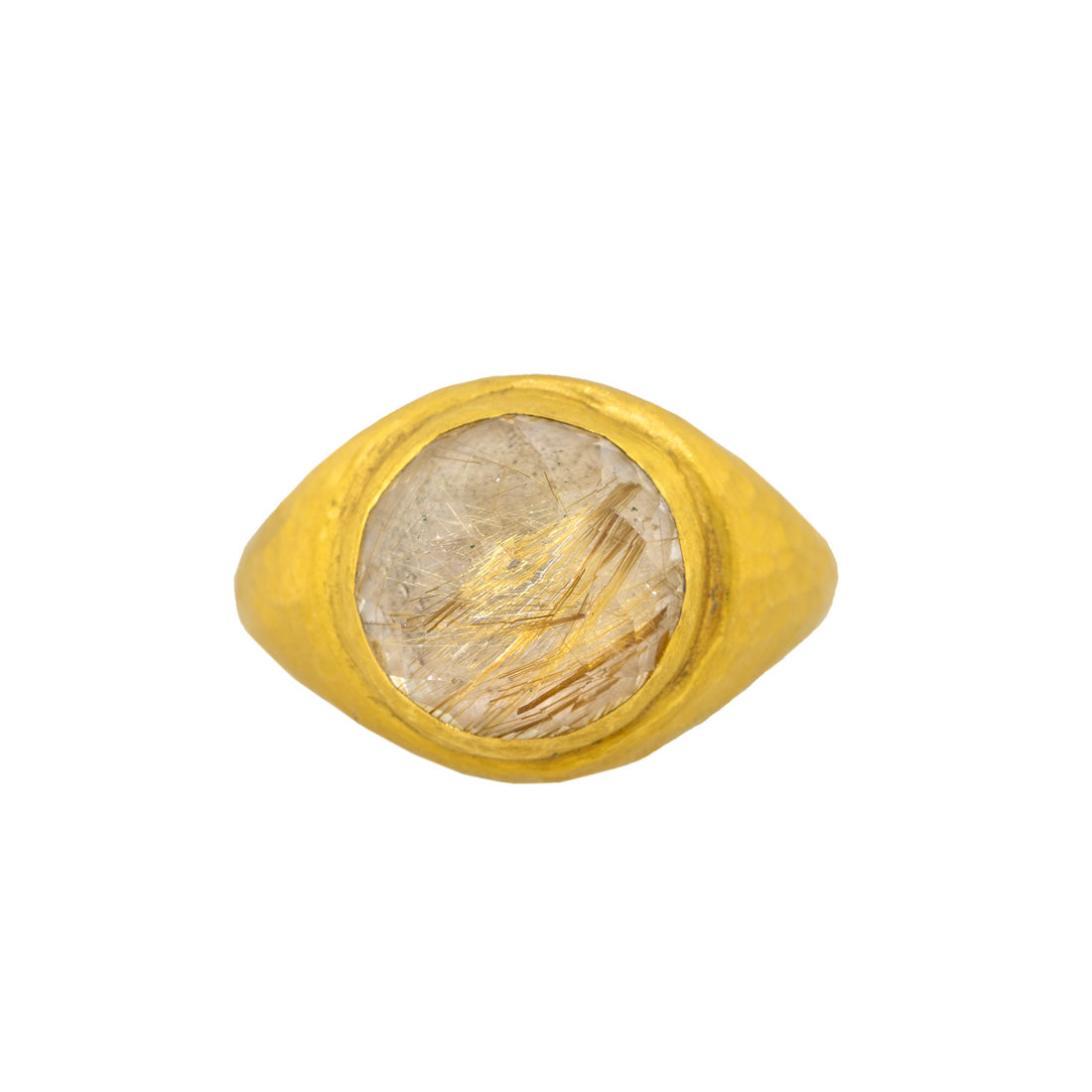 24kt Gold and Sterling Silver Rutile Quartz Ring