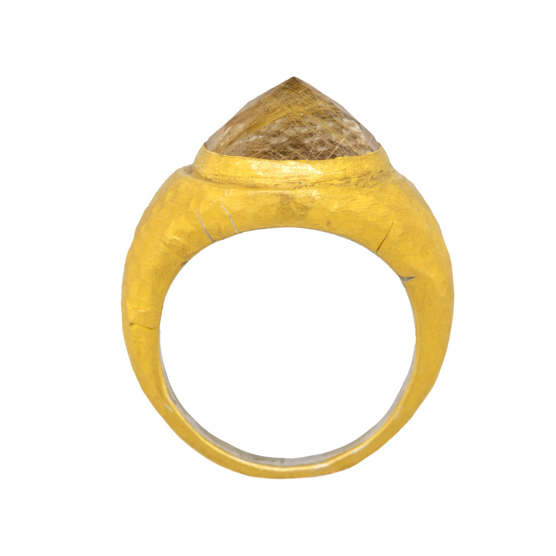 24kt Gold and Sterling Silver Rutile Quartz Ring
