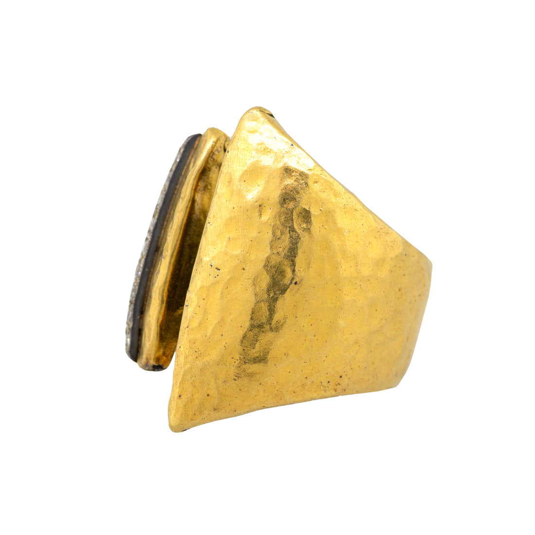 24kt Gold and Sterling Silver Wide Band with Diamonds