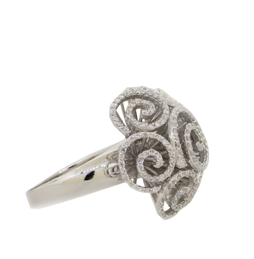 14KW 12.81gm Domed Diamond Swirl Ring