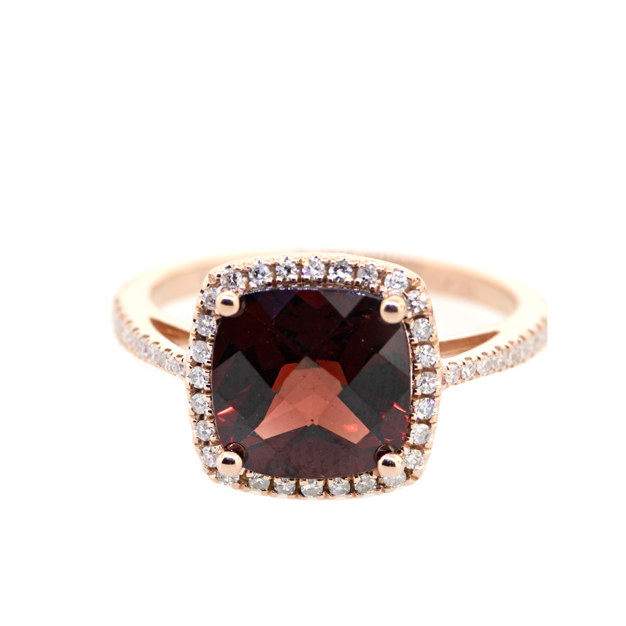 14KR Garnet & Diamond Ring
