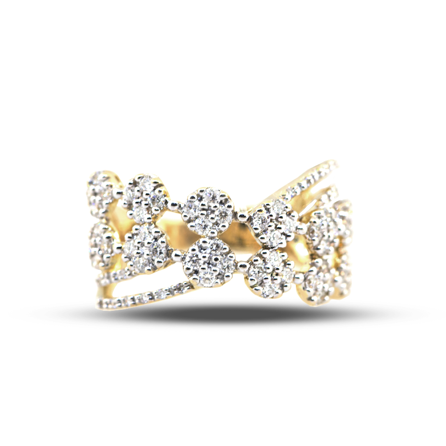 Fancy Diamond Criss-Cross Ring 18KY