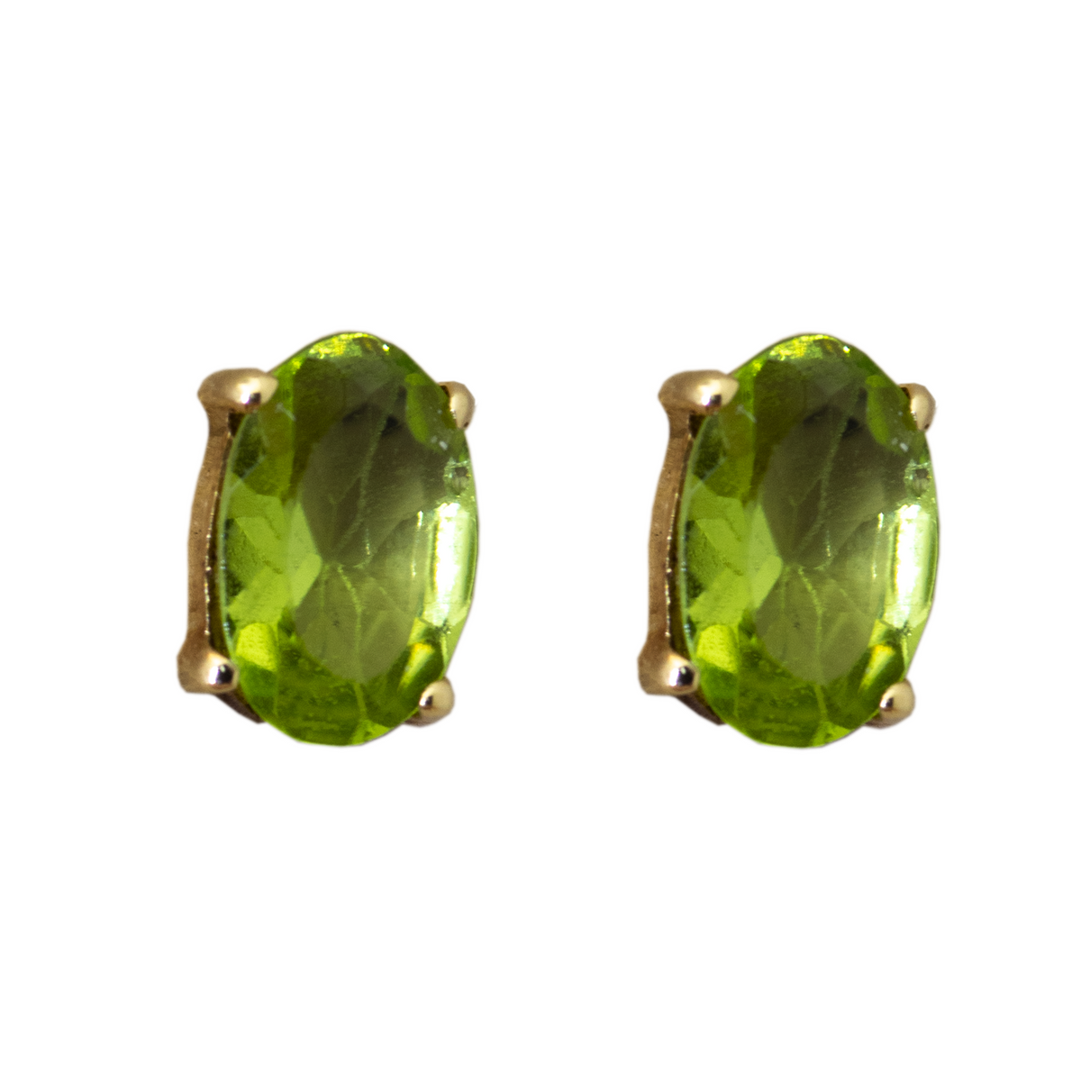 14KY Yellow Gold Oval Peridot Stud Earrings