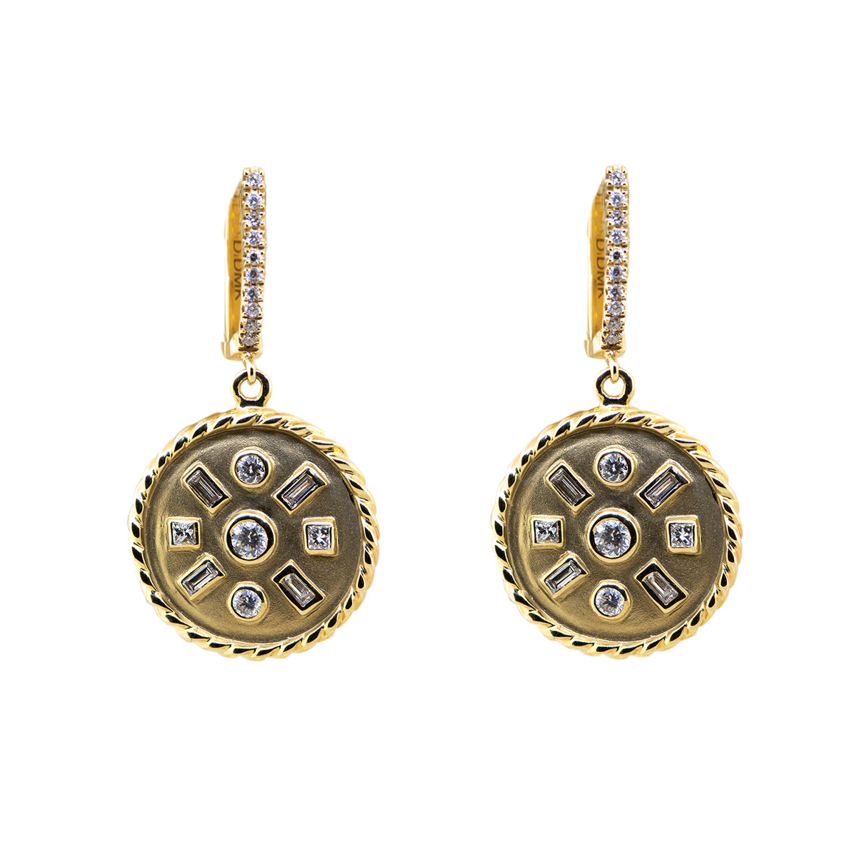 Diamond Sundial Dangle Earrings