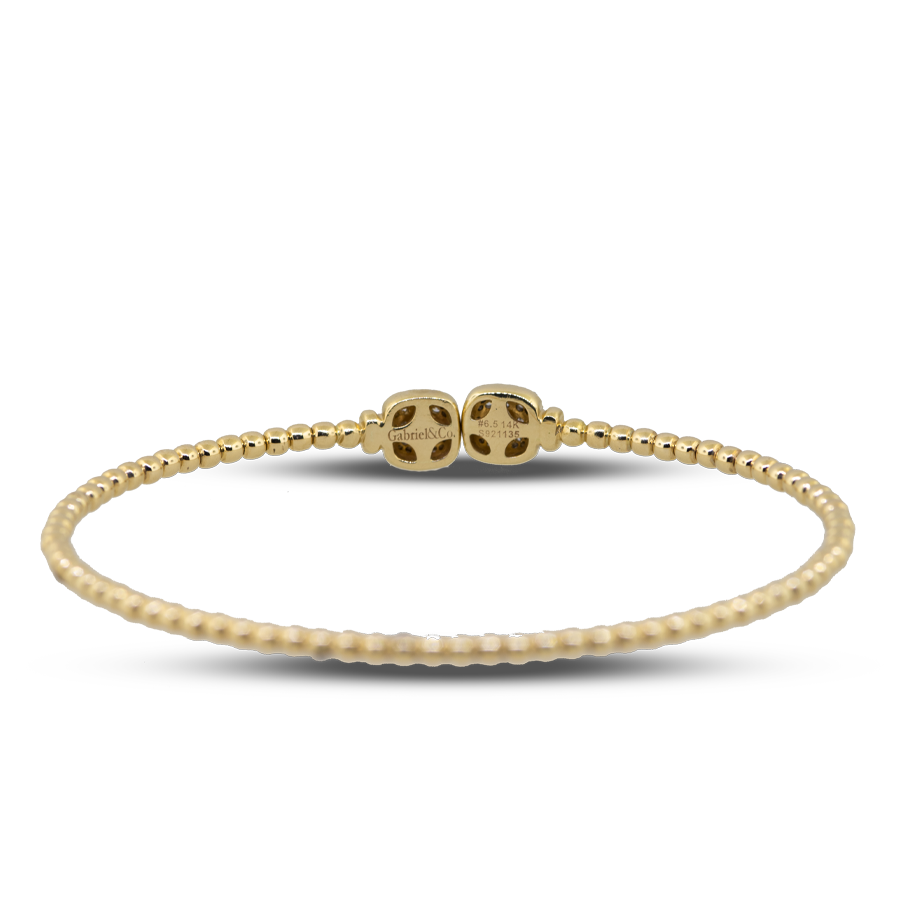 14KY Bujukan Split Cuff Bracelet with Pave Diamond Squares