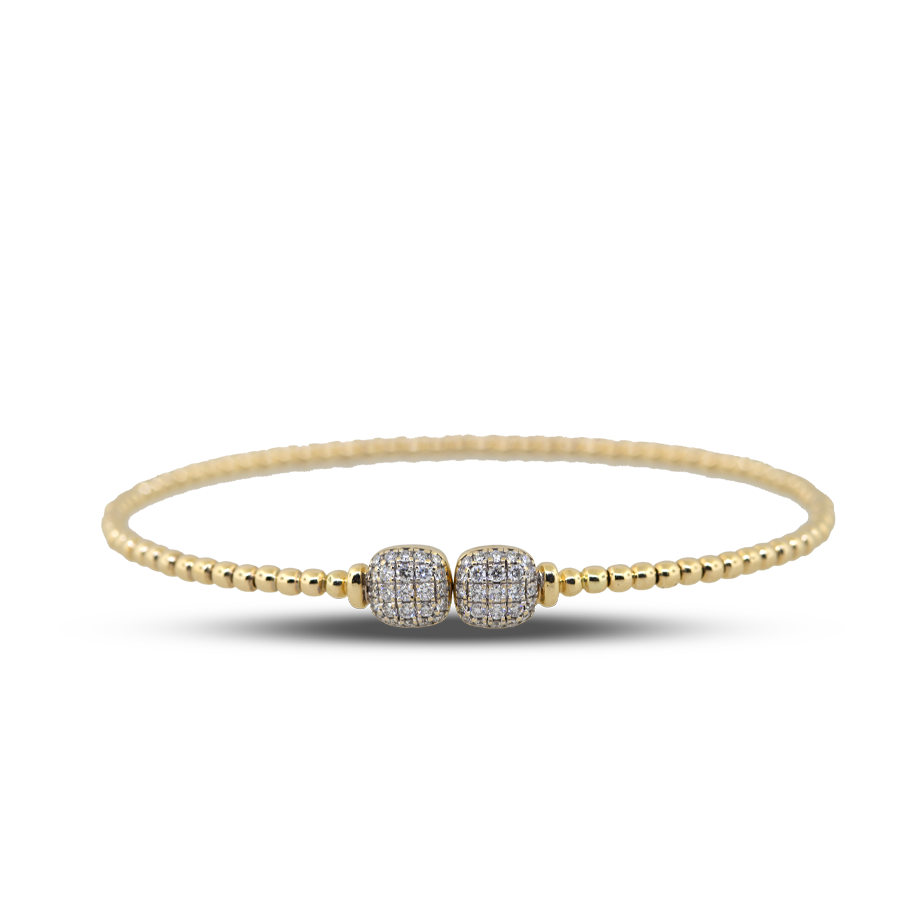 14KY Bujukan Split Cuff Bracelet with Pave Diamond Squares