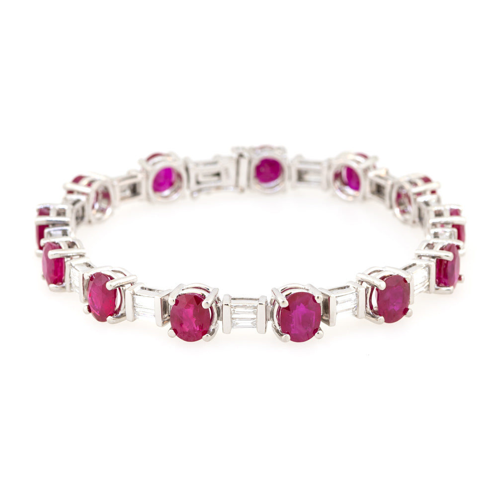 Platinum Ruby And Diamond Bracelet