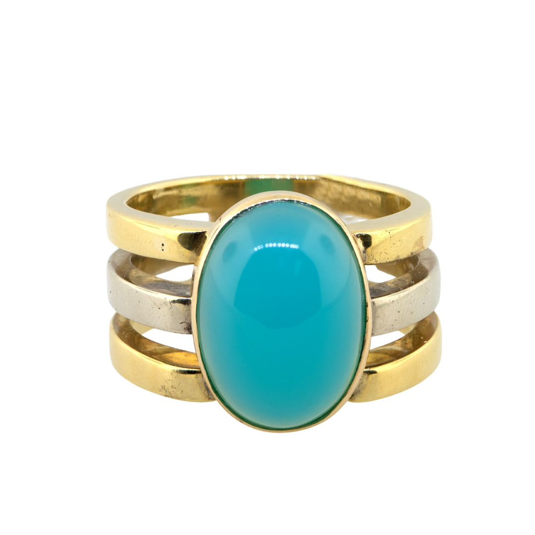 18K & Platinum Gentleman's Blue Opal Ring