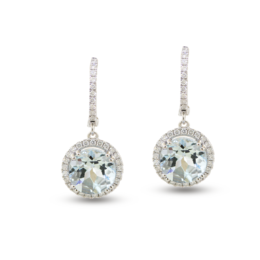 Aquamarine & Diamond Dangle Earrings