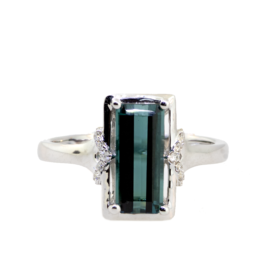 14KW Green Tourmaline & Diamond Ring