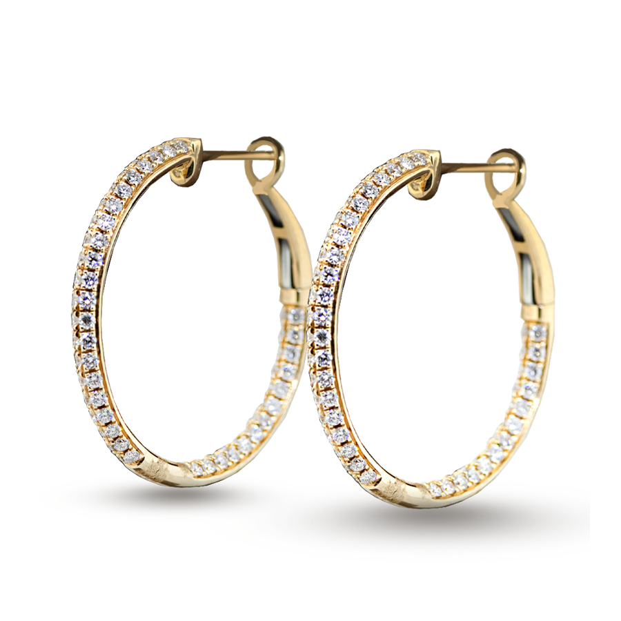 Yellow Gold Diamond Hoops