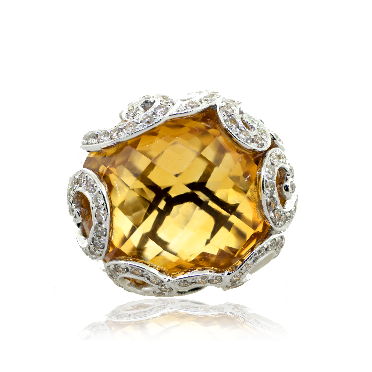 14KW Citrine & Diamond Ring
