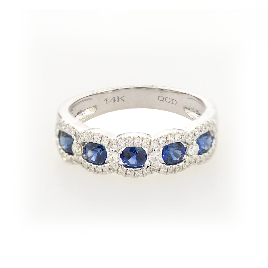 14KW Sapphire & Diamond Band Ring
