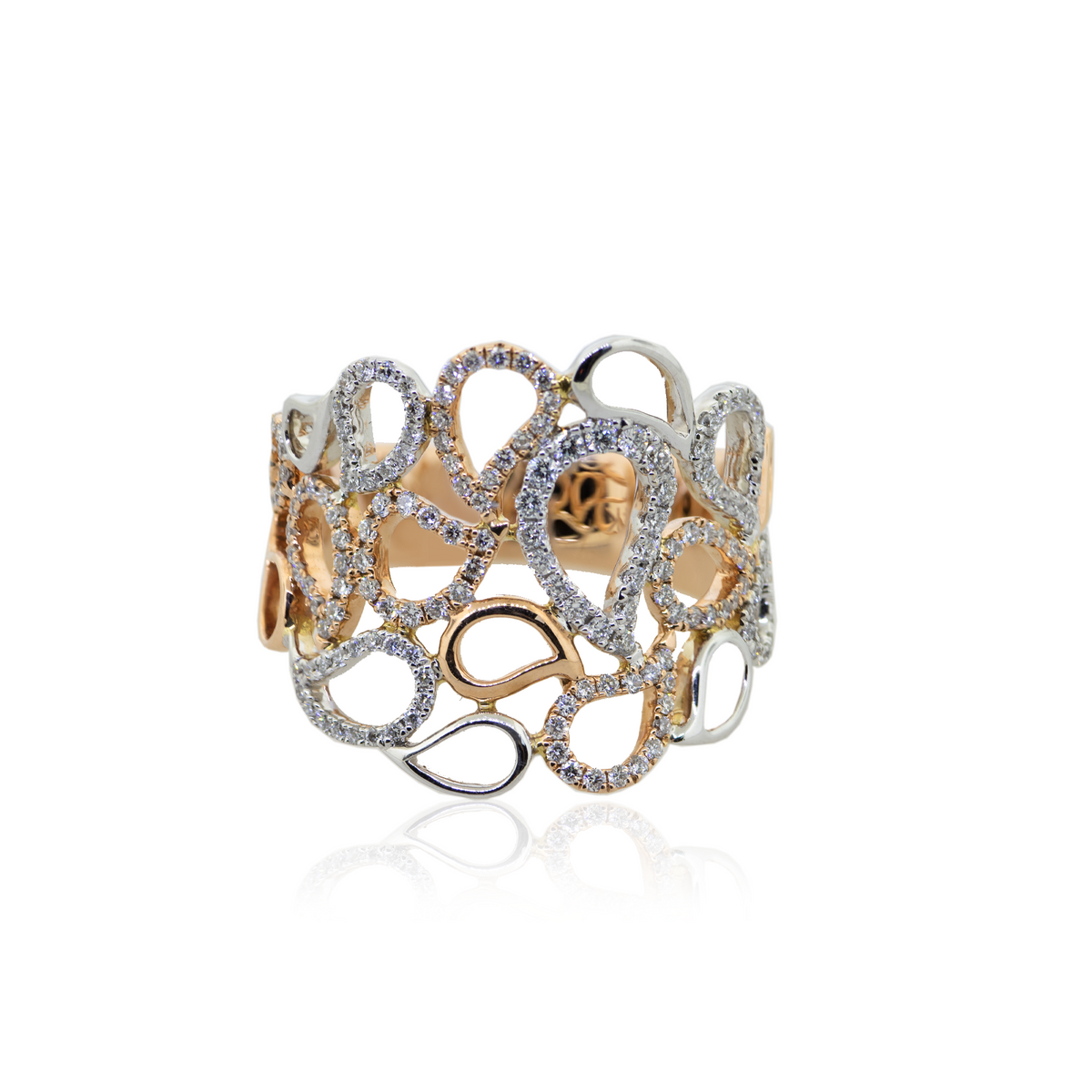 14K Rose and White Gold Fancy Diamond Ring