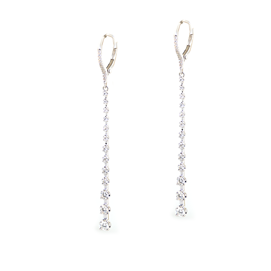 14KW Graduating Diamond Dangle Earrings - Gabriel & Co.