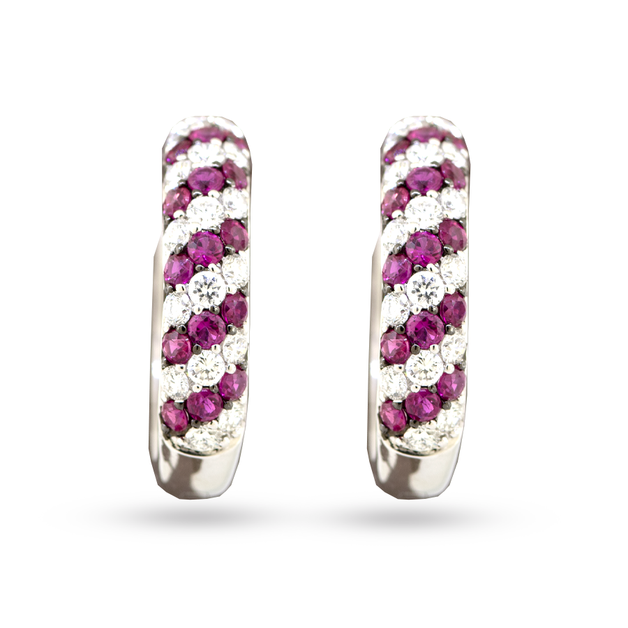 18KW Ruby & Diamond Huggie Earrings