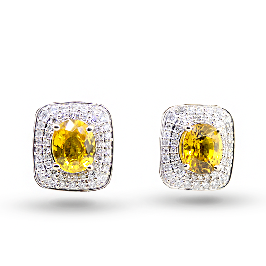 14KW Yellow Sapphire & Diamond Earrings
