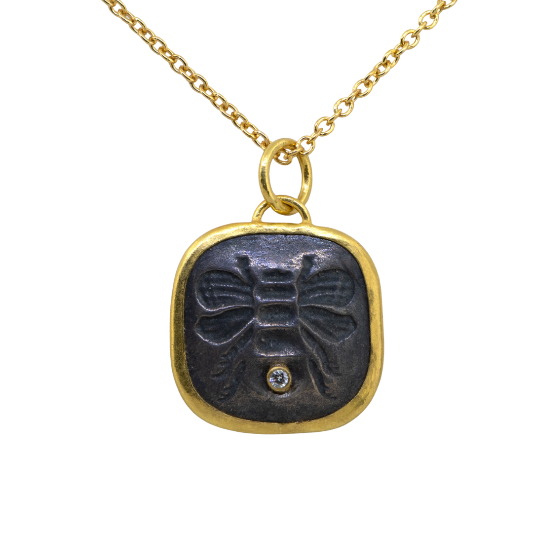 24KY Bumblebee Pendant with Diamond