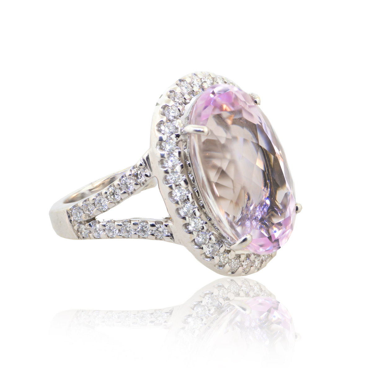 18KW 7.50gm Kunzite & Diamond Ring