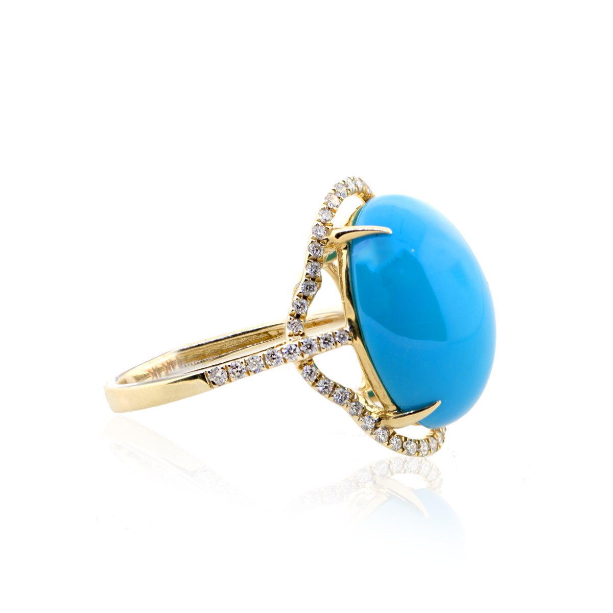 14KY 4.50gm Turquoise & Diamond Ring